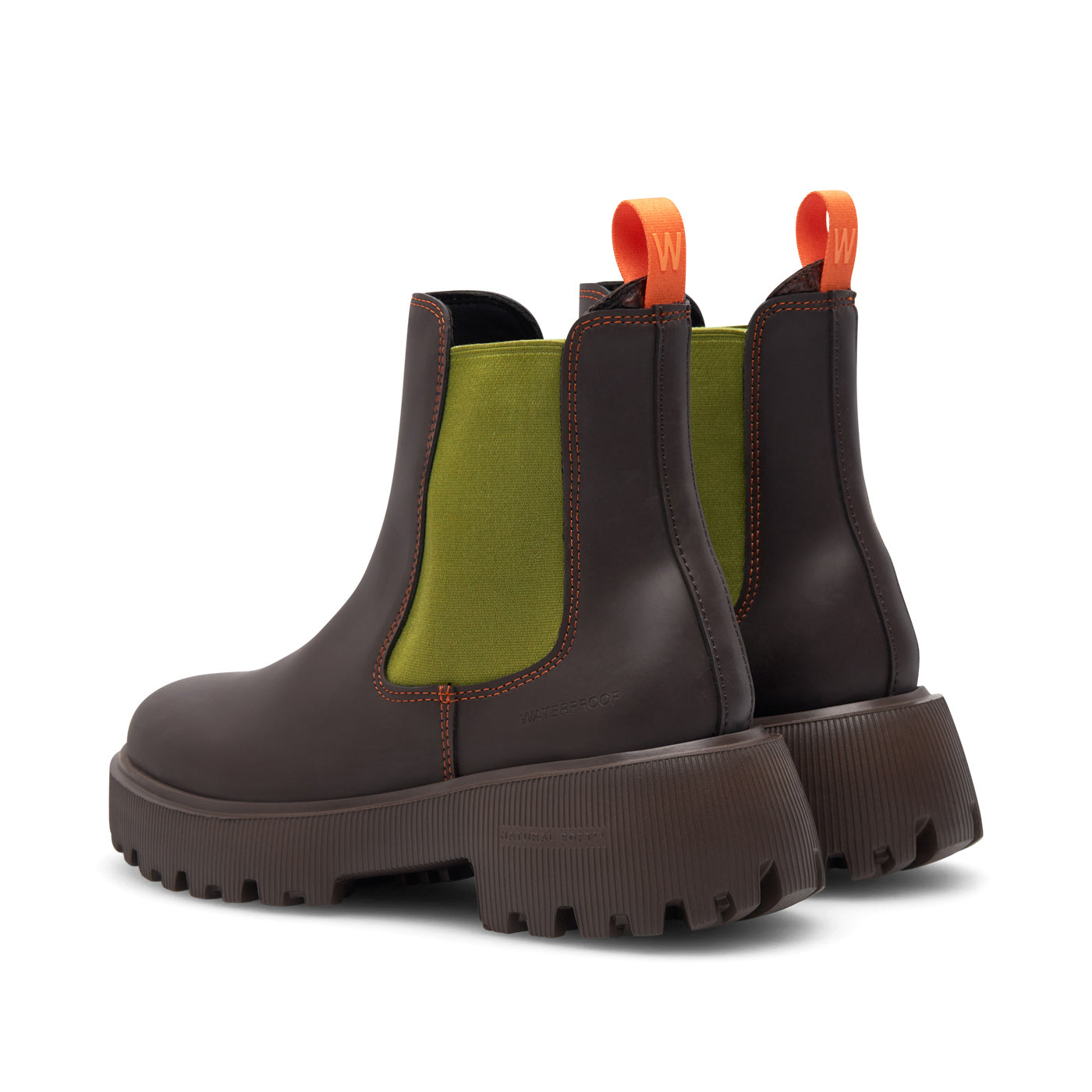 WODEN Aya Waterproof Rubber Boots 287 Chocolate/Bambus Green