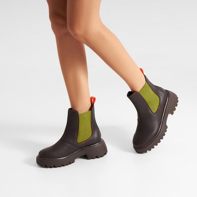 WODEN Aya Waterproof Rubber Boots 287 Chocolate/Bambus Green