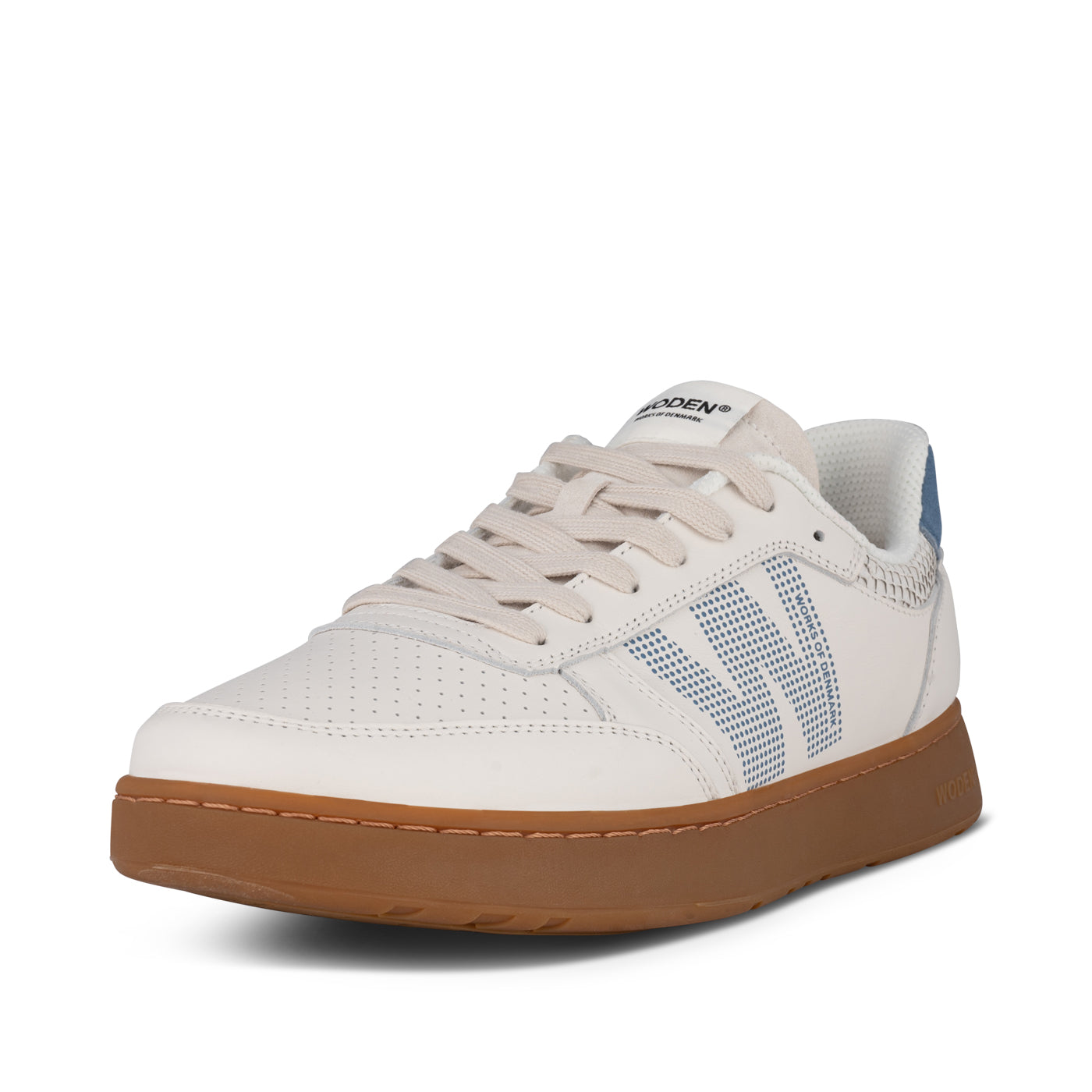 WODEN MENS Frode Leather Sneakers 187 Old Denim