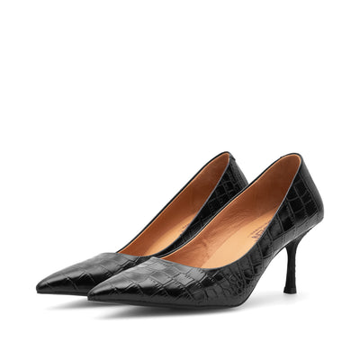 WODEN STB WOMENS Laura Croco Heels 020 Black