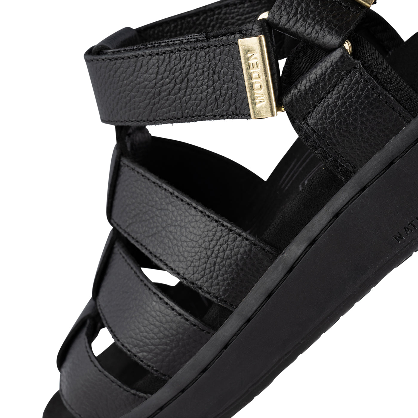 WODEN Line Fisherman Leather Sandals 020 Black