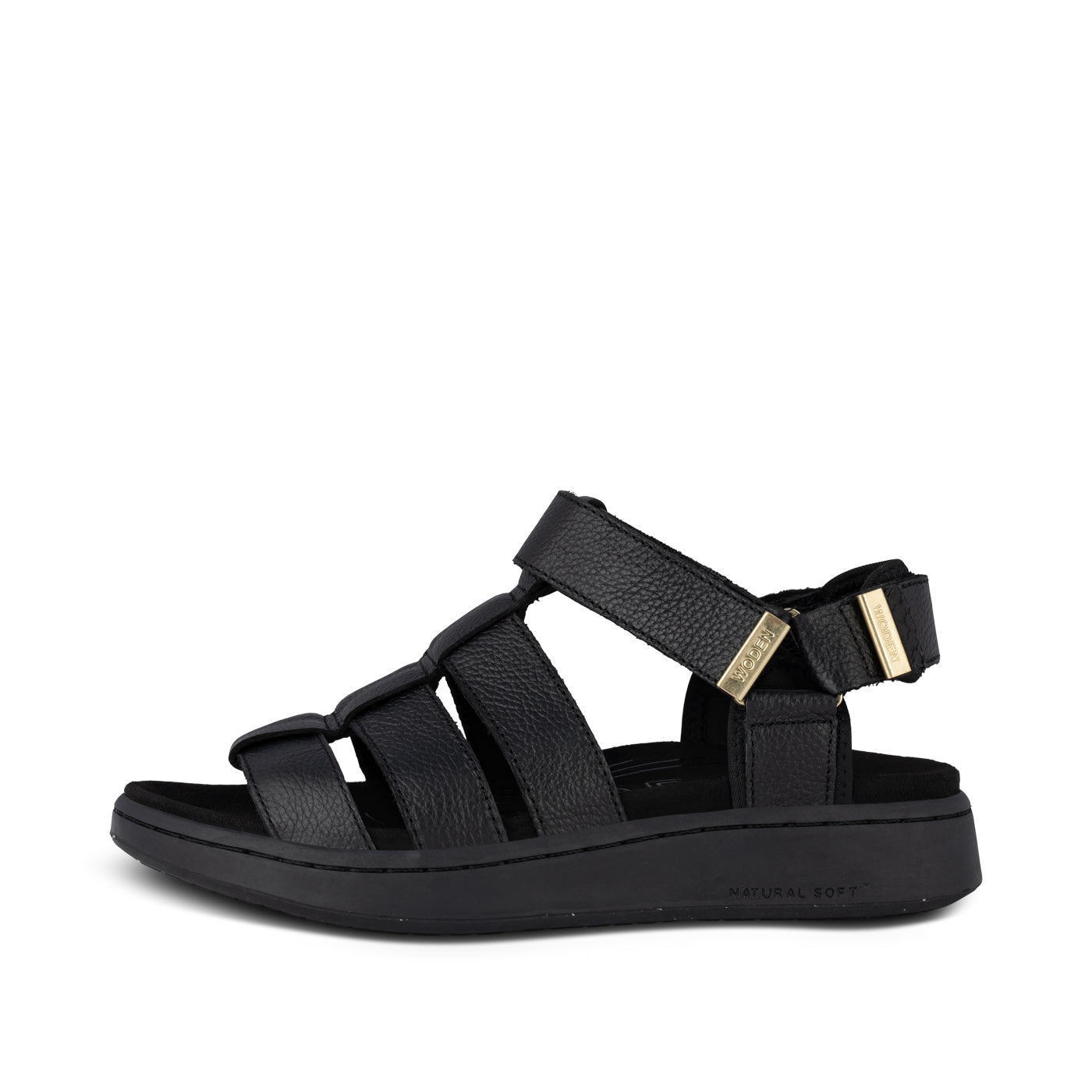 WODEN Line Fisherman Leather Sandals 020 Black