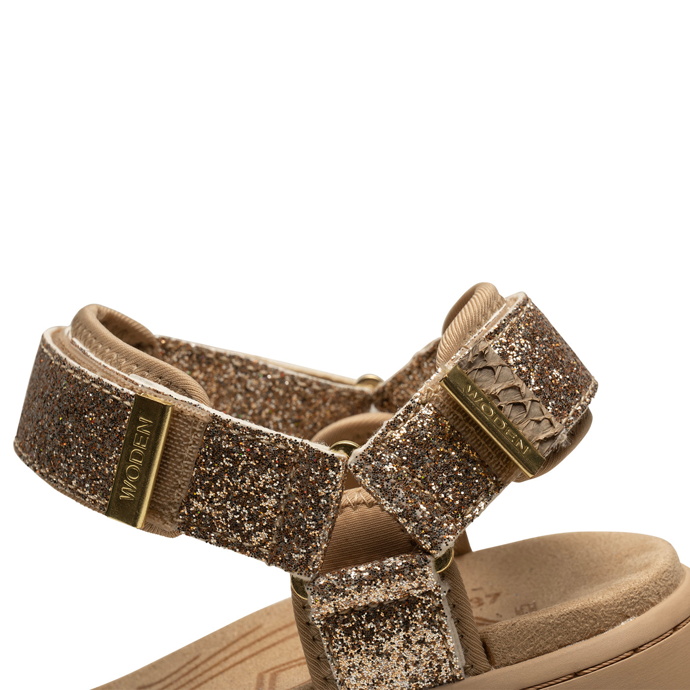 WODEN Line Glitter Sandals 852 Coffee Cream