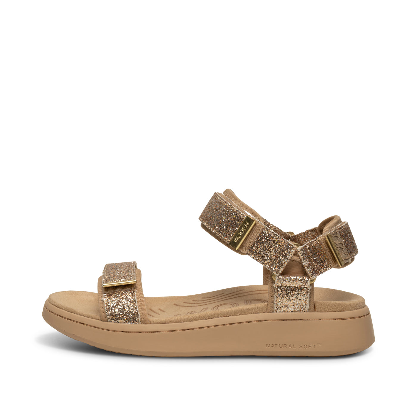 WODEN Line Glitter Sandals 852 Coffee Cream