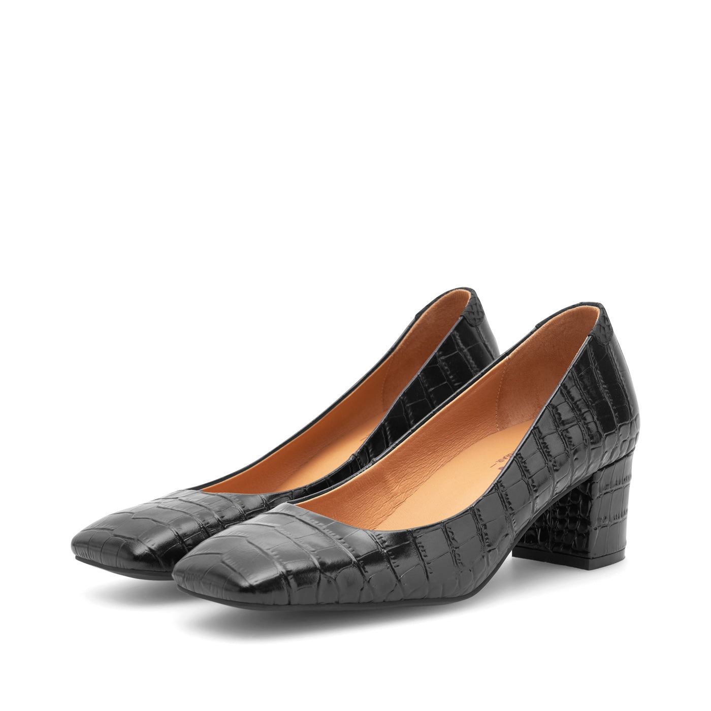 WODEN STB WOMENS Marie Low Croco Heels 020 Black