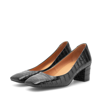 WODEN STB WOMENS Marie Low Croco Heels 020 Black