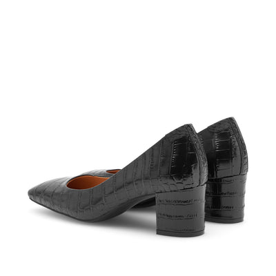 WODEN STB WOMENS Marie Low Croco Heels 020 Black
