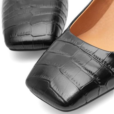 WODEN STB WOMENS Marie Low Croco Heels 020 Black