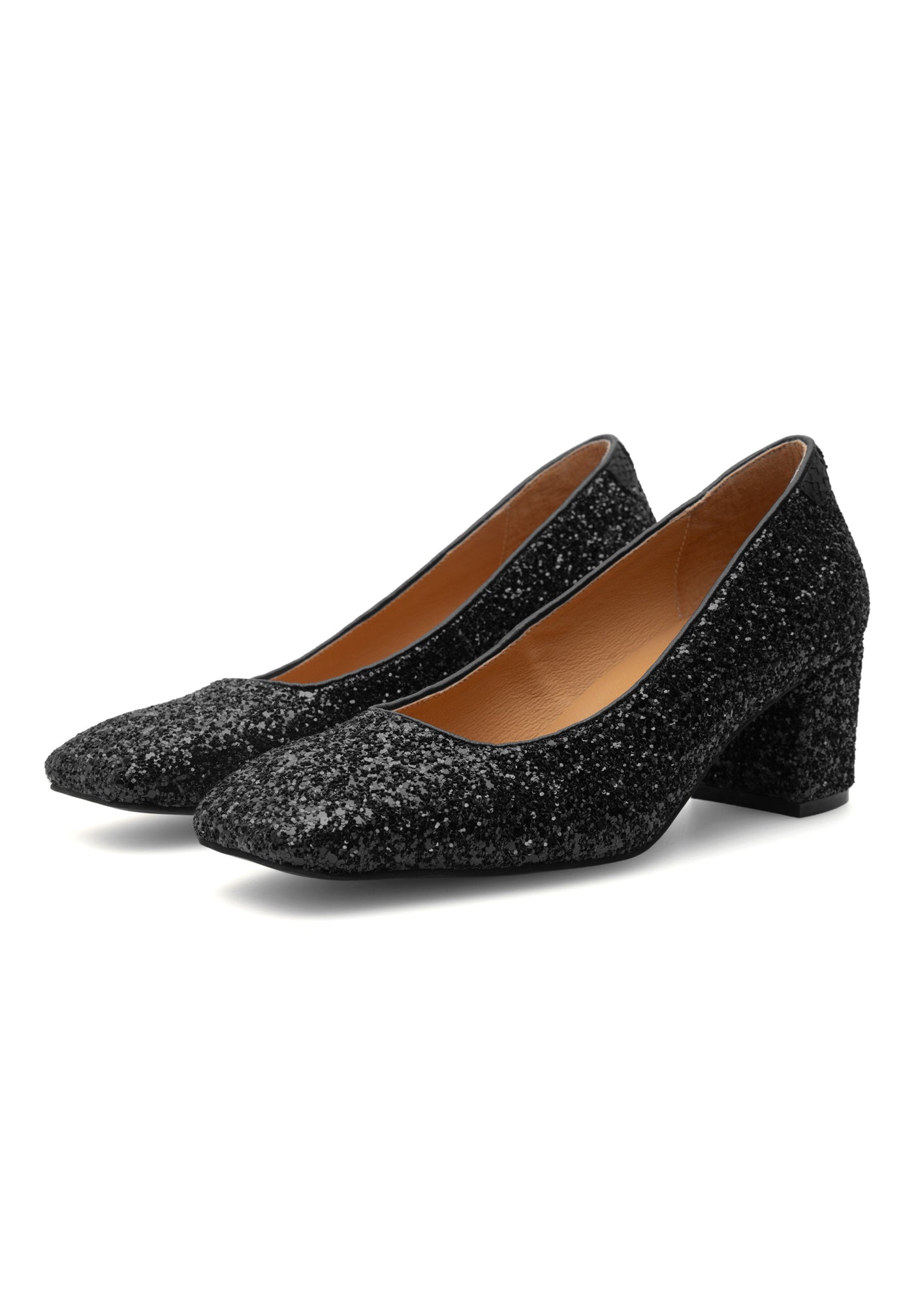 WODEN STB WOMENS Marie Low Glitter Heels 020 Black