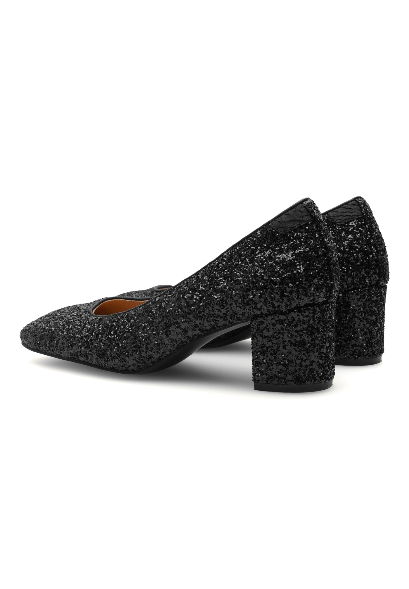 WODEN STB WOMENS Marie Low Glitter Heels 020 Black
