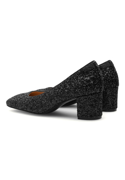 WODEN STB WOMENS Marie Low Glitter Heels 020 Black