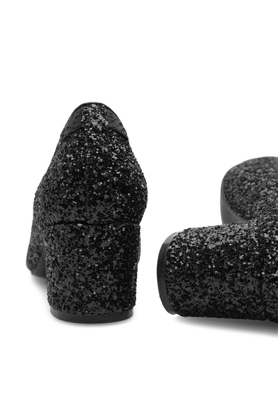 WODEN STB WOMENS Marie Low Glitter Heels 020 Black