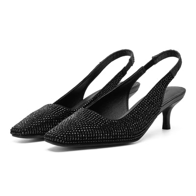 WODEN STB WOMENS Maxine Slingback Crystal Heels 021 Black/Black