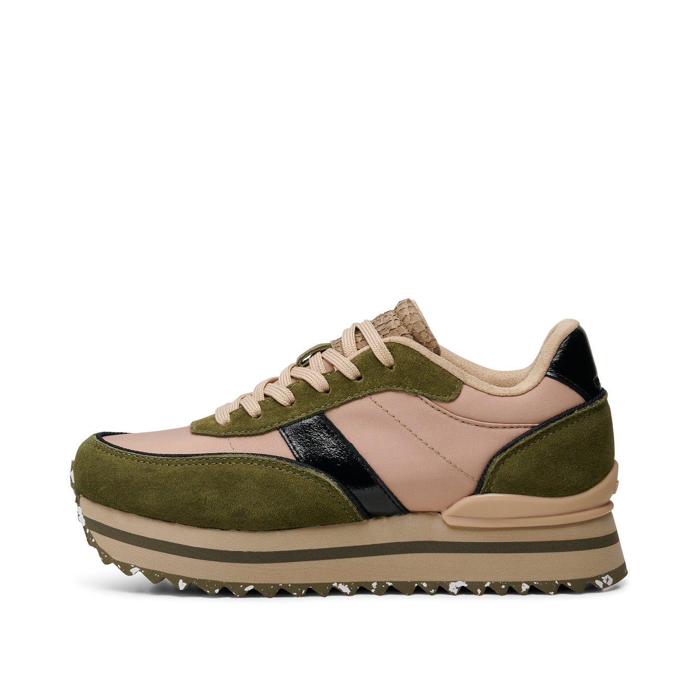 WODEN Nellie II Metallic Plateau Sneakers 891 Coffee Cream/Dark Olive