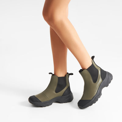 WODEN Siri Waterproof Rubber Boots 786 Dark Olive/Black