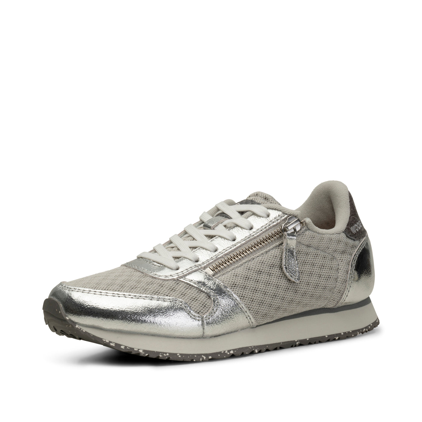 WODEN Ydun Metallic Zipper Sneakers 049 Sea Fog Grey