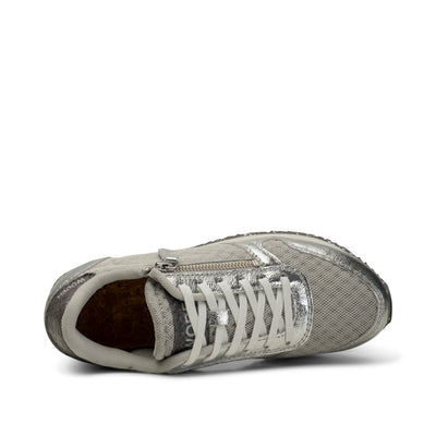 WODEN Ydun Metallic Zipper Sneakers 049 Sea Fog Grey